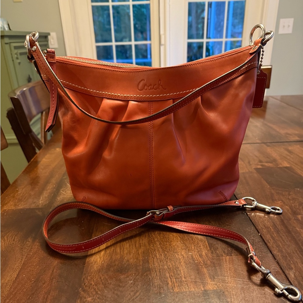 Coach Orange Leather Shoulder Bag